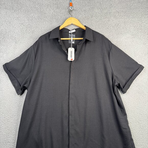 Coofandy Shirt Mens Size 3XL Black Linen Blend Button Down Slim Fit SS NWT - Picture 3 of 12